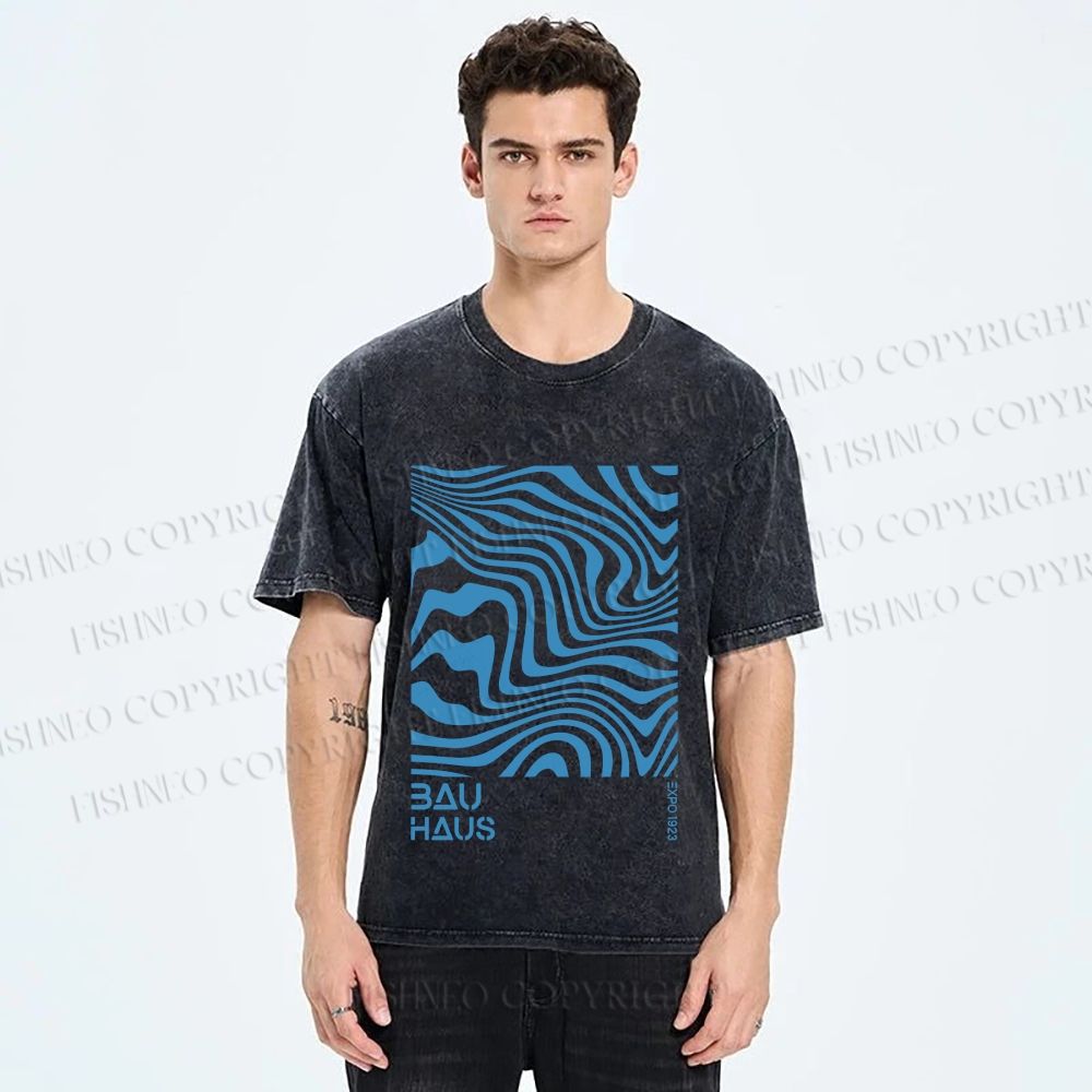Unisex Bauhaus Waves Printed Washed Tee