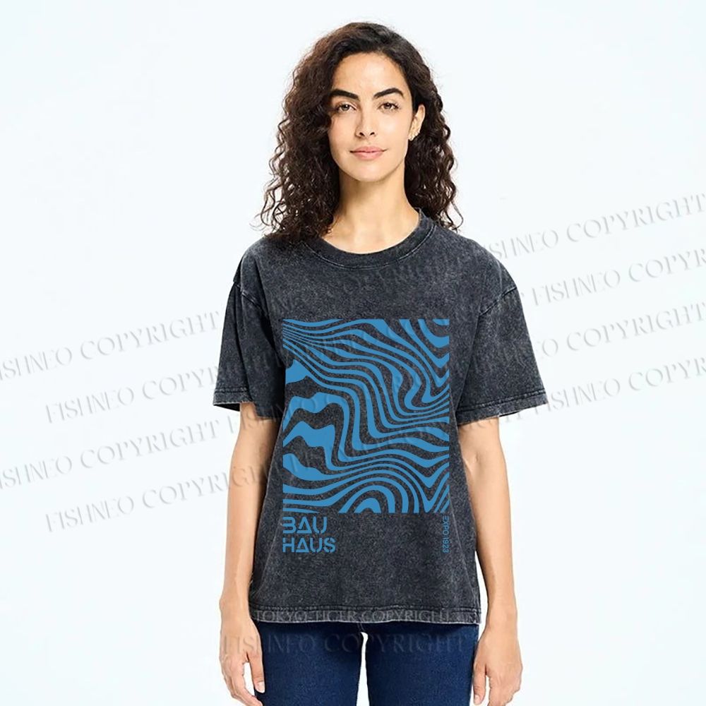 Unisex Bauhaus Waves Printed Washed Tee