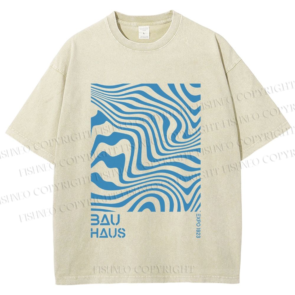Unisex Bauhaus Waves Printed Washed Tee