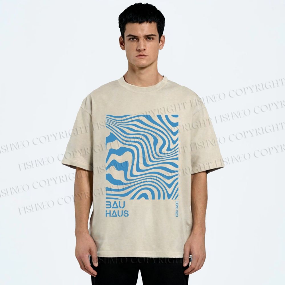 Unisex Bauhaus Waves Printed Washed Tee