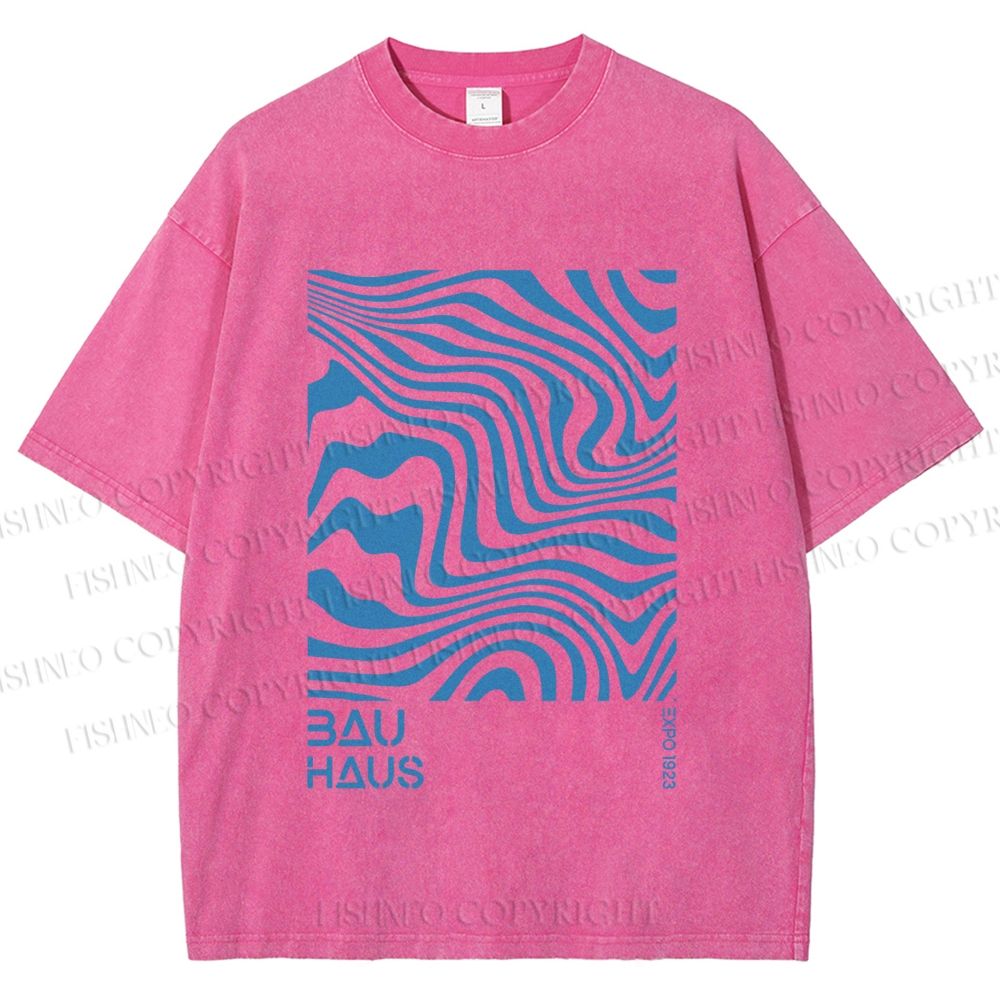 Unisex Bauhaus Waves Printed Washed Tee