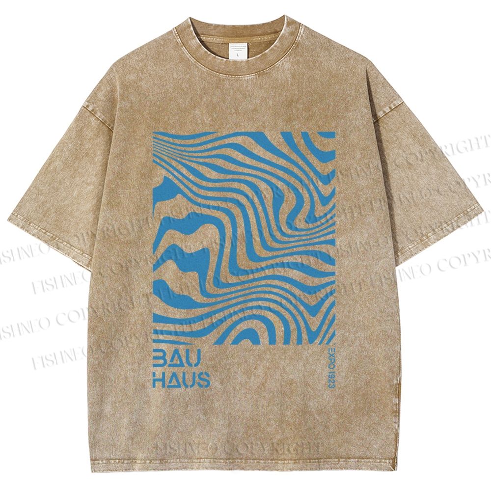 Unisex Bauhaus Waves Printed Washed Tee