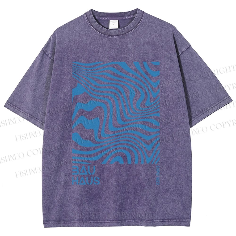 Unisex Bauhaus Waves Printed Washed Tee
