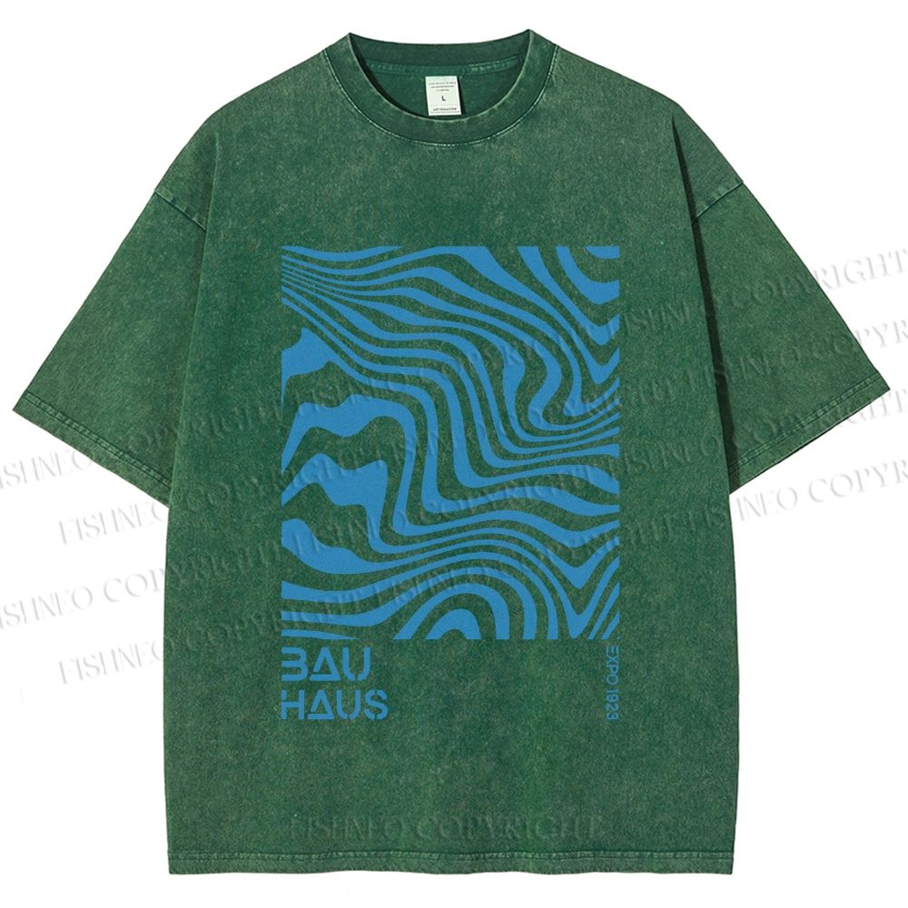 Unisex Bauhaus Waves Printed Washed Tee