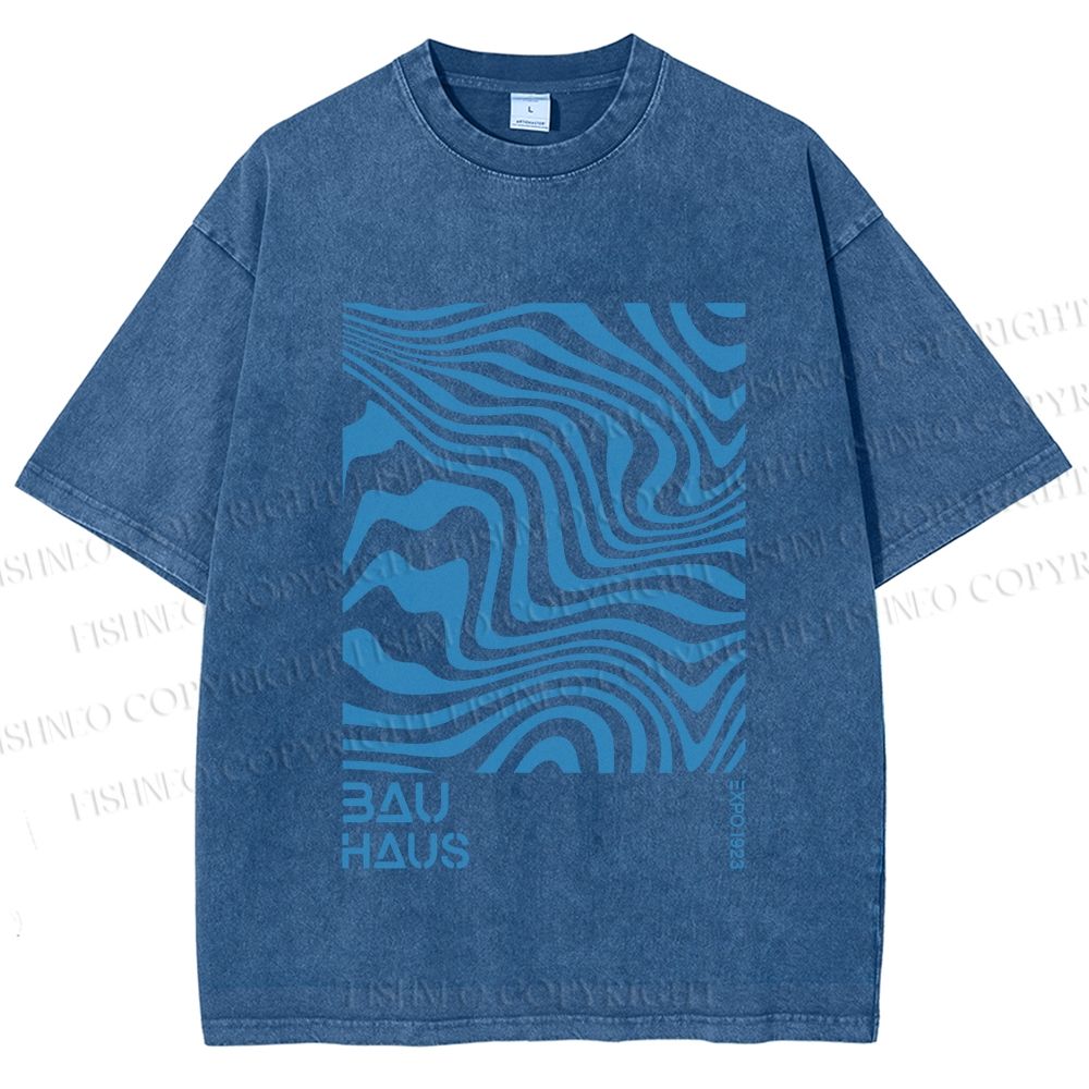 Unisex Bauhaus Waves Printed Washed Tee