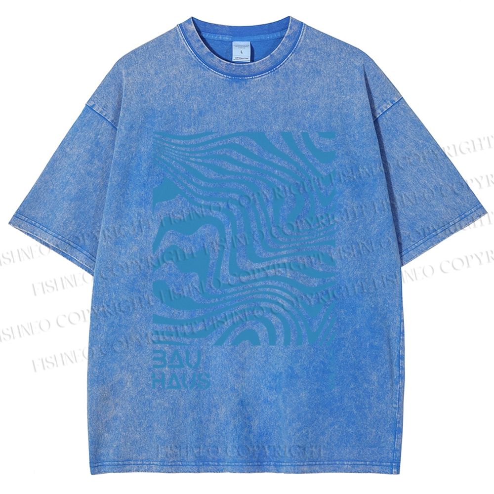 Unisex Bauhaus Waves Printed Washed Tee
