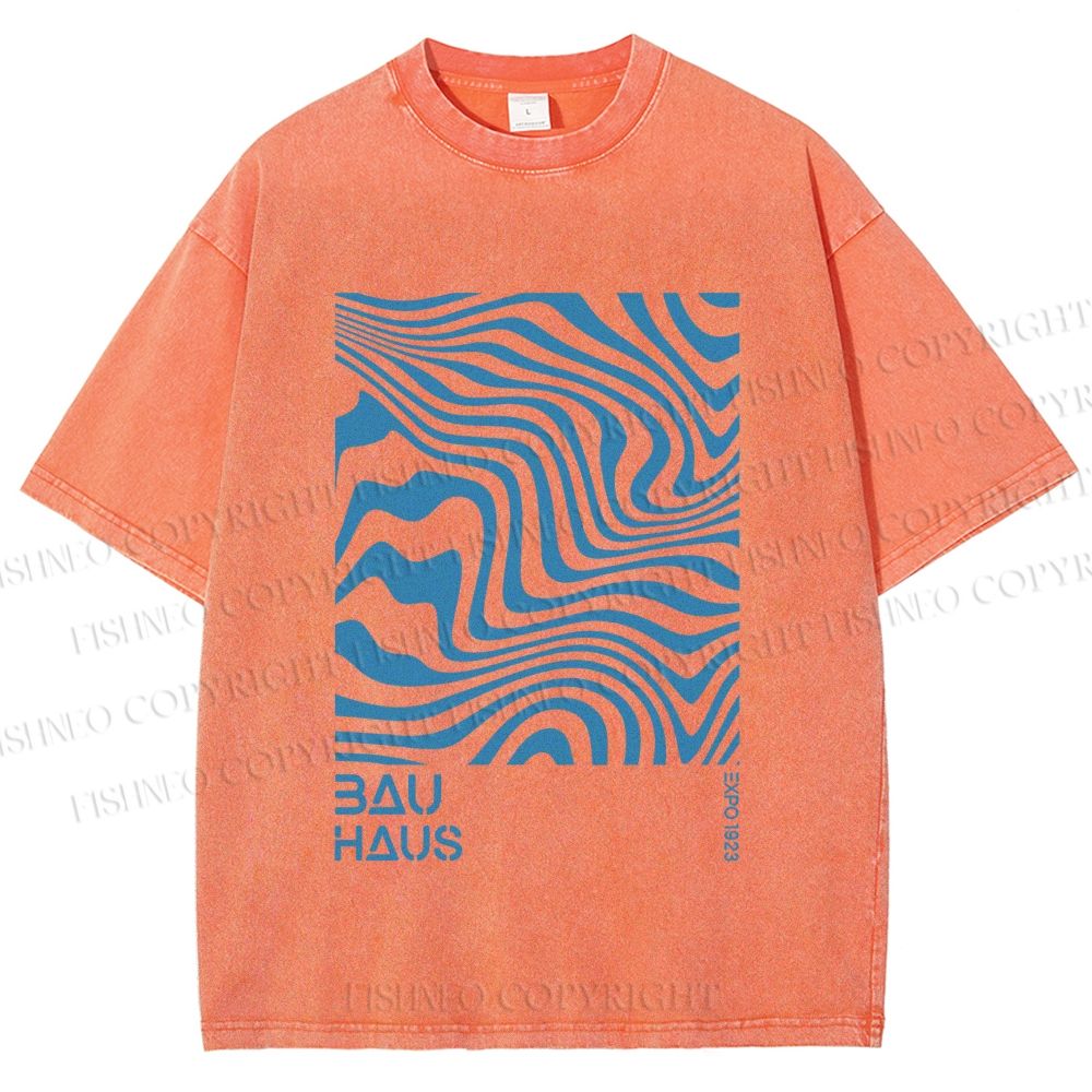 Unisex Bauhaus Waves Printed Washed Tee