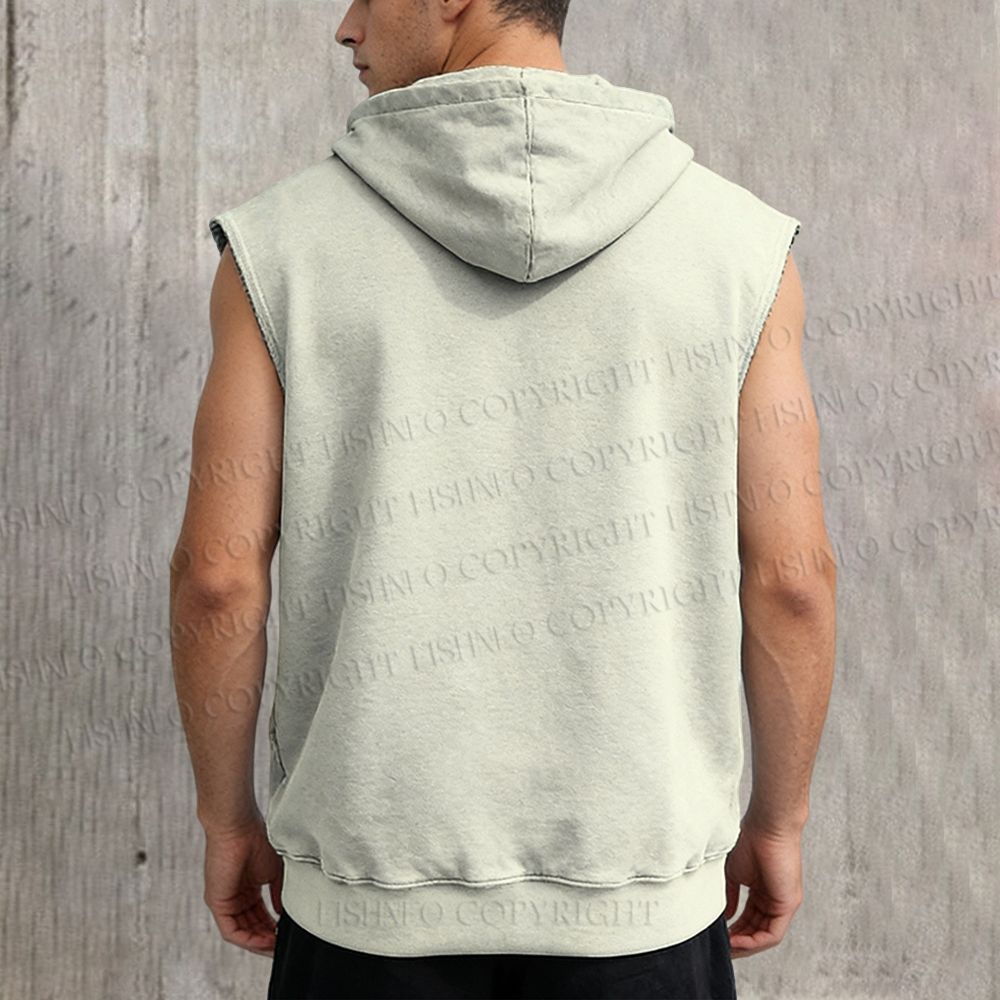 Unisex Dog on a Leash Printed Sleeveless Hoodie