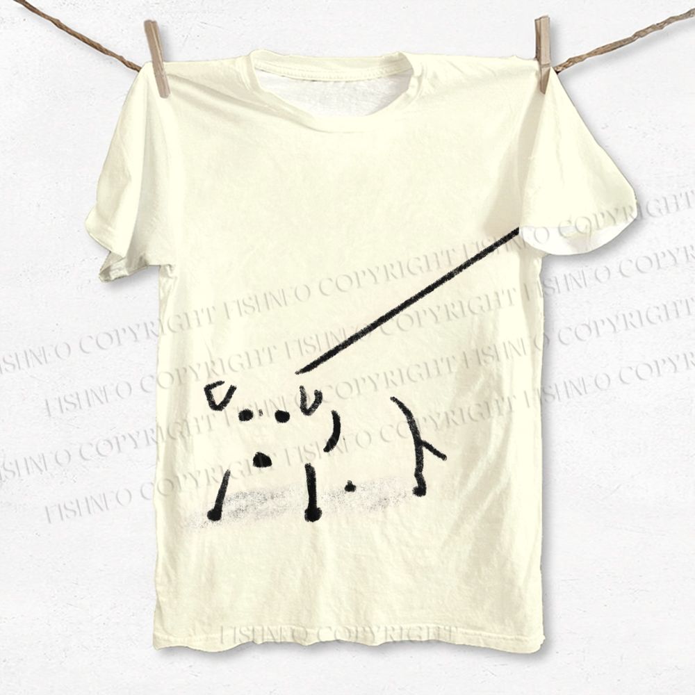 Unisex Dog on a Leash Printed Classic T-shirt