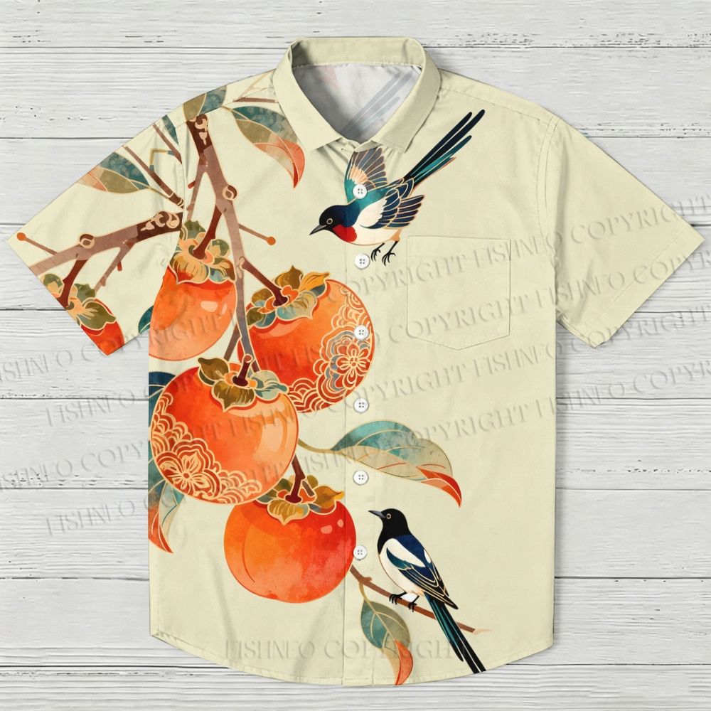 Vintage Bird With Persimmon Hawaiian Shirt
