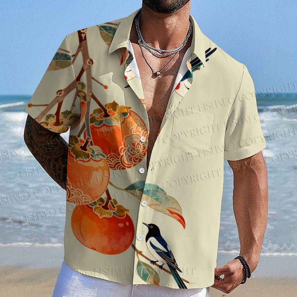 Vintage Bird With Persimmon Hawaiian Shirt