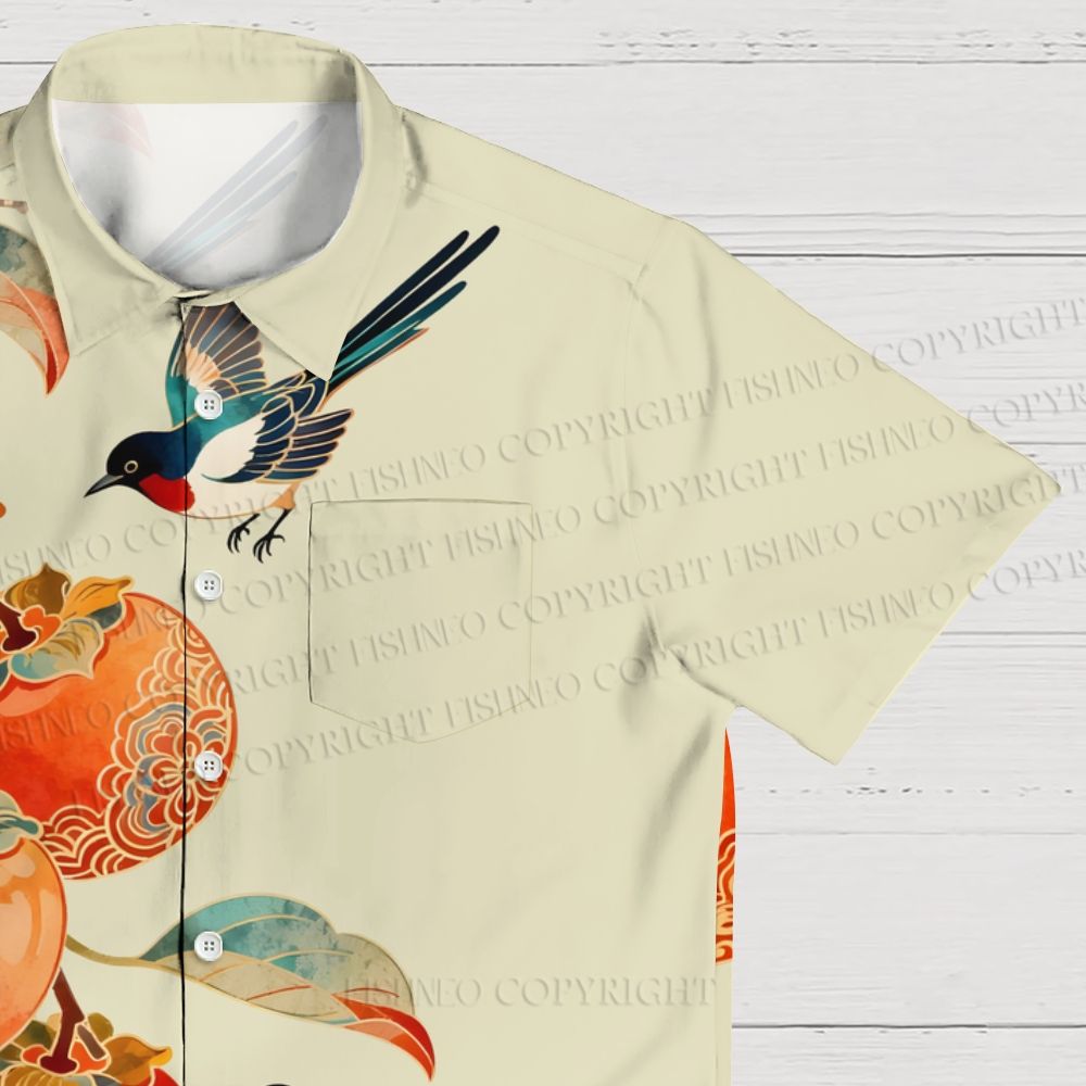 Vintage Bird With Persimmon Hawaiian Shirt