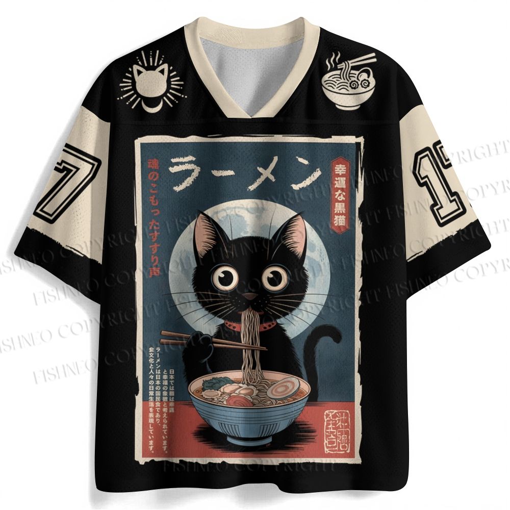 Ramen Cat Printed Jersey Shirts