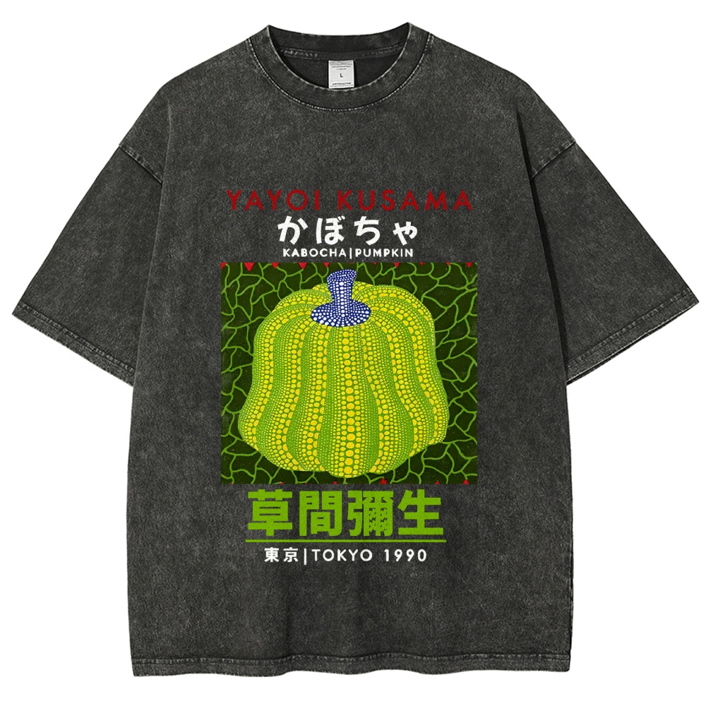 Yayoi Kusama's Pumpkin Vintage Wash Japanese Design T-Shirt