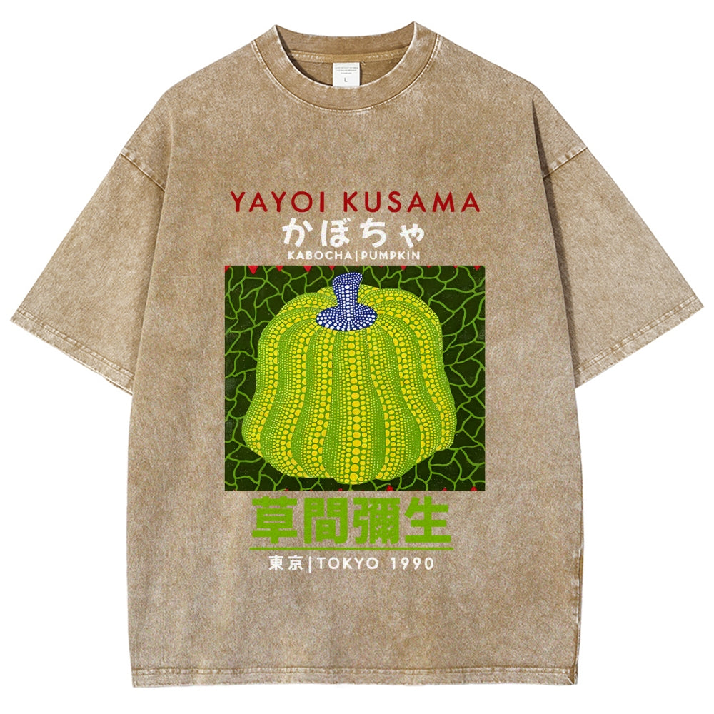 Yayoi Kusama's Pumpkin Vintage Wash Japanese Design T-Shirt