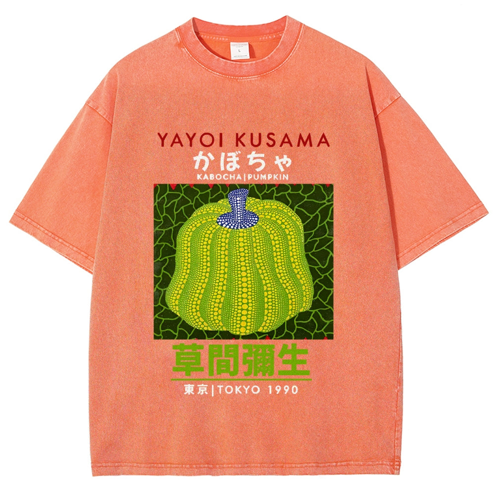 Yayoi Kusama's Pumpkin Vintage Wash Japanese Design T-Shirt