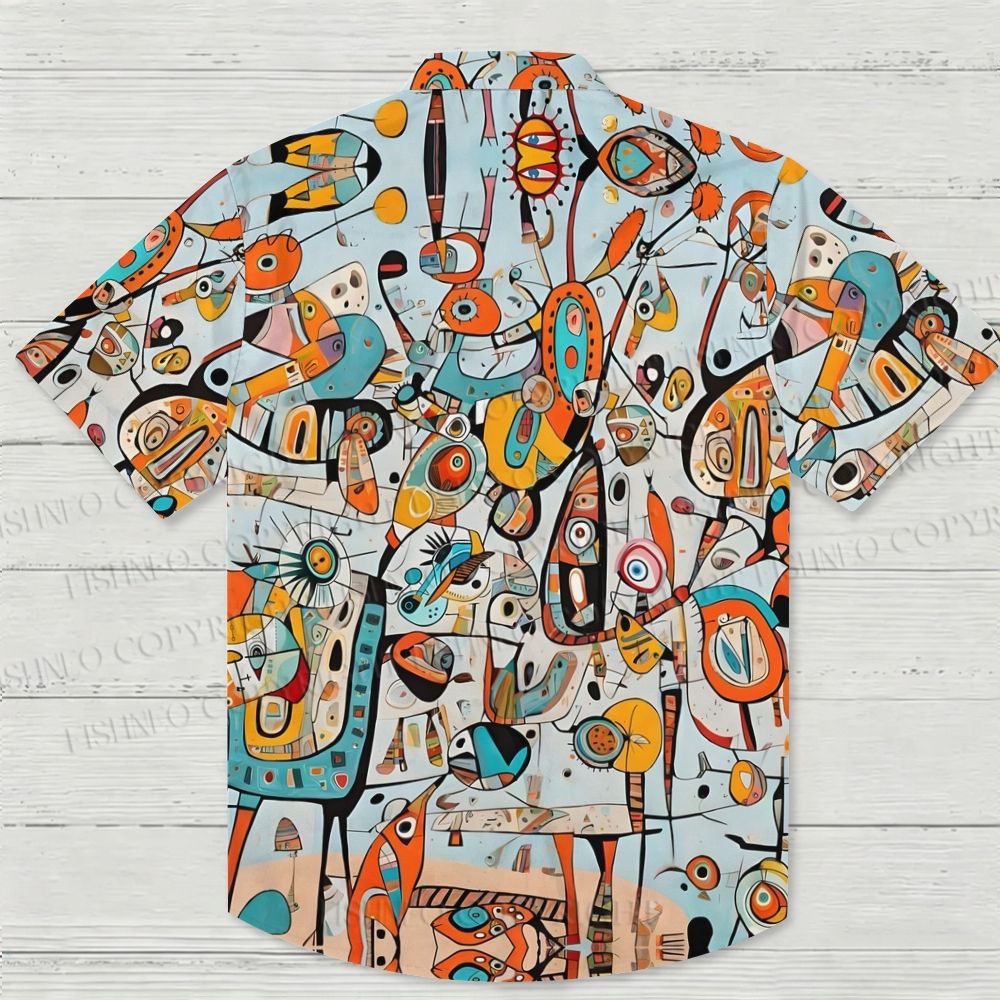 Joan Miró Style Printed Hawaiian Shirt