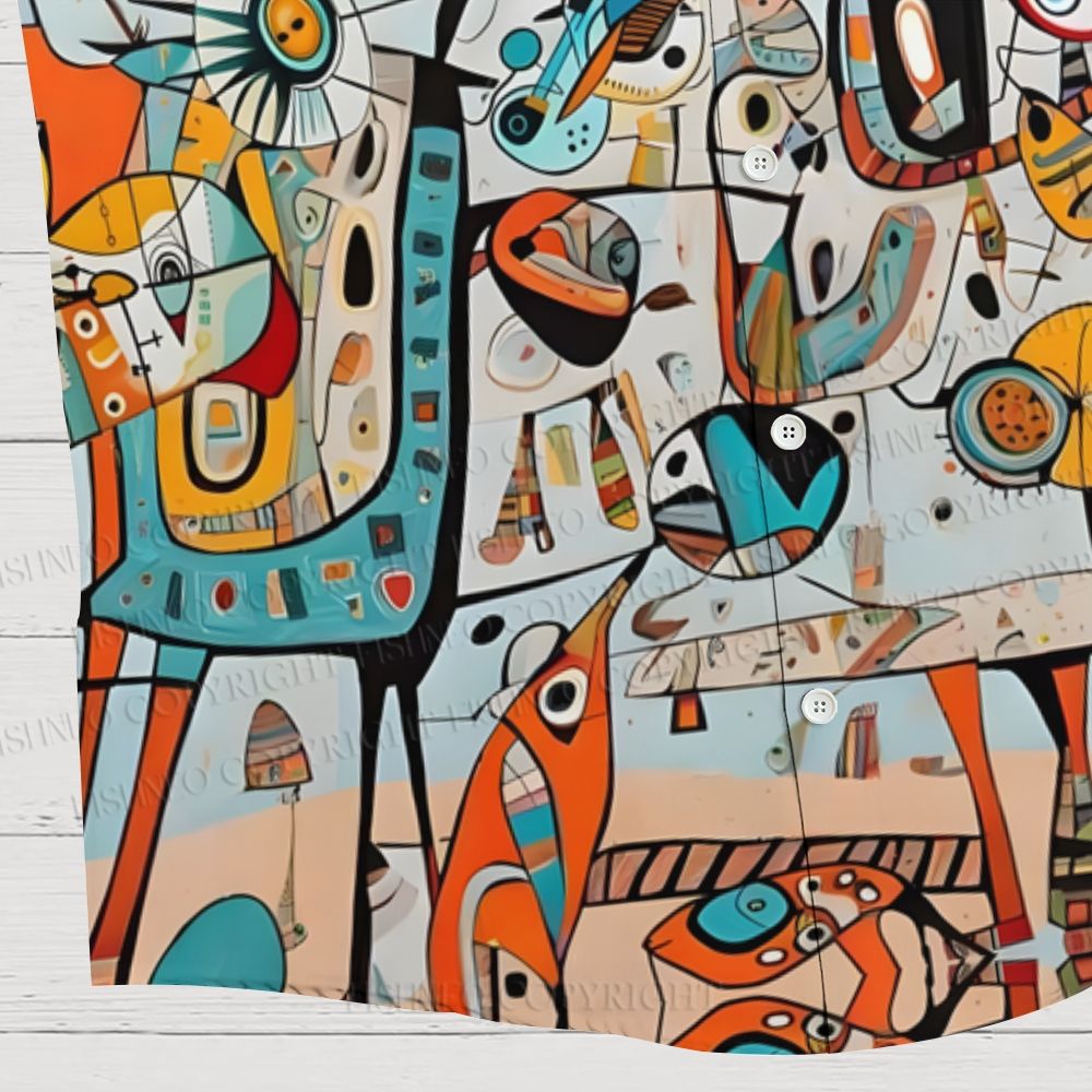 Joan Miró Style Printed Hawaiian Shirt
