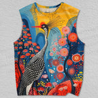 Unisex Dotted Crane Printed Tank Top