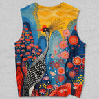 Unisex Dotted Crane Printed Tank Top