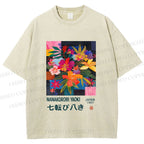 Unisex Nanakorobi Yaoki Floral Art Printed Washed Tee
