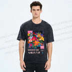 Unisex Nanakorobi Yaoki Floral Art Printed Washed Tee