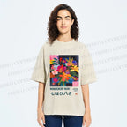 Unisex Nanakorobi Yaoki Floral Art Printed Washed Tee