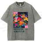 Unisex Nanakorobi Yaoki Floral Art Printed Washed Tee