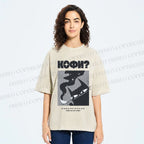 Unisex Coffee Cat Printed Washed Tee