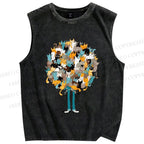 Unisex Catnip Printed Washed Tank Top
