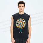 Unisex Catnip Printed Washed Tank Top