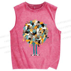 Unisex Catnip Printed Washed Tank Top