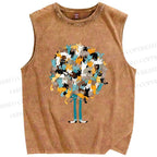 Unisex Catnip Printed Washed Tank Top