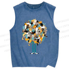 Unisex Catnip Printed Washed Tank Top