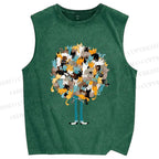 Unisex Catnip Printed Washed Tank Top