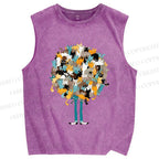 Unisex Catnip Printed Washed Tank Top