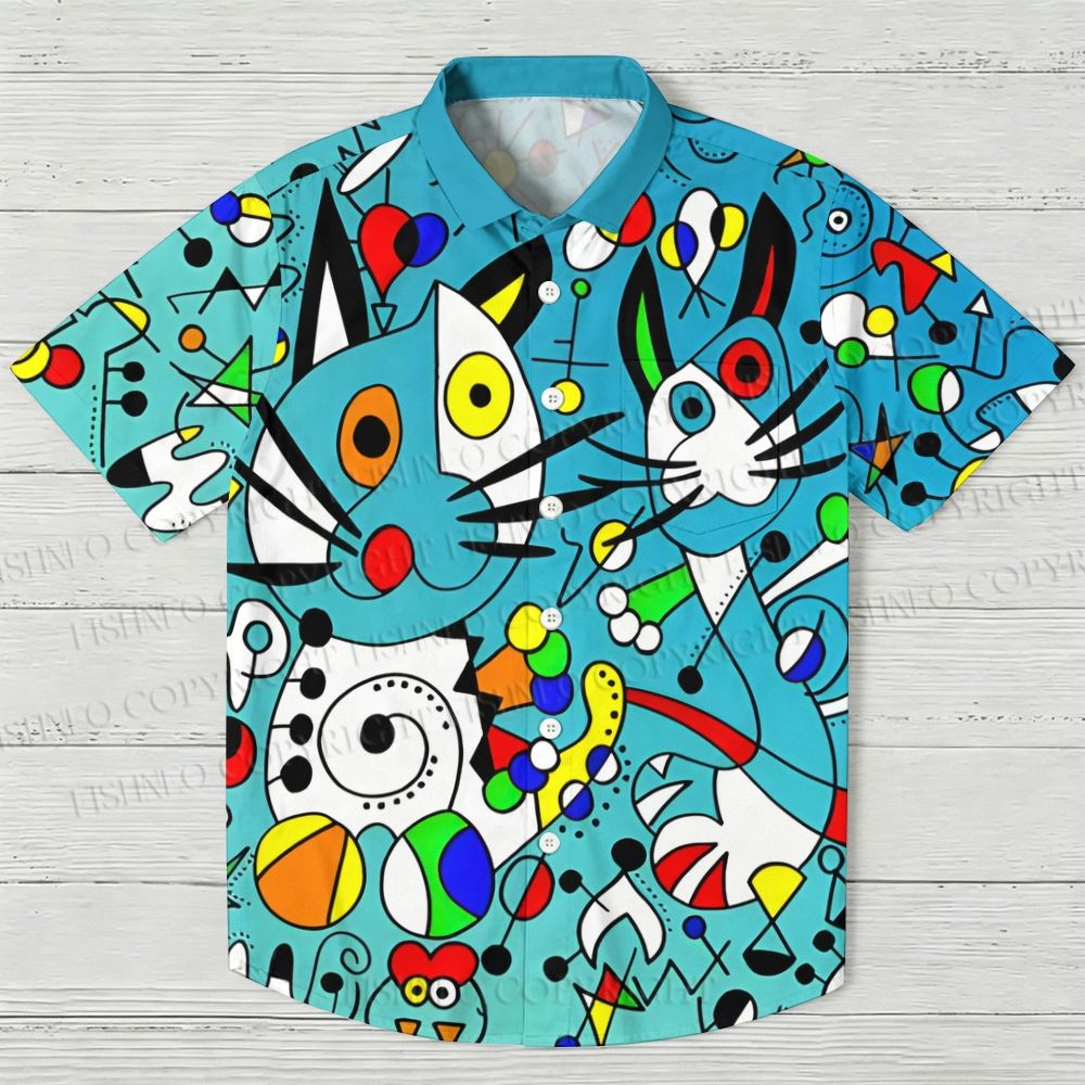 Joan Miro Funny Cats Graffiti Hawaiian Shirt