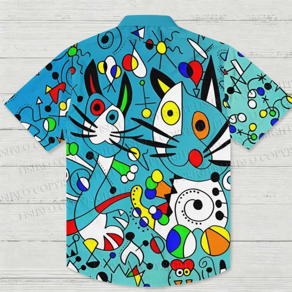 Joan Miro Funny Cats Graffiti Hawaiian Shirt