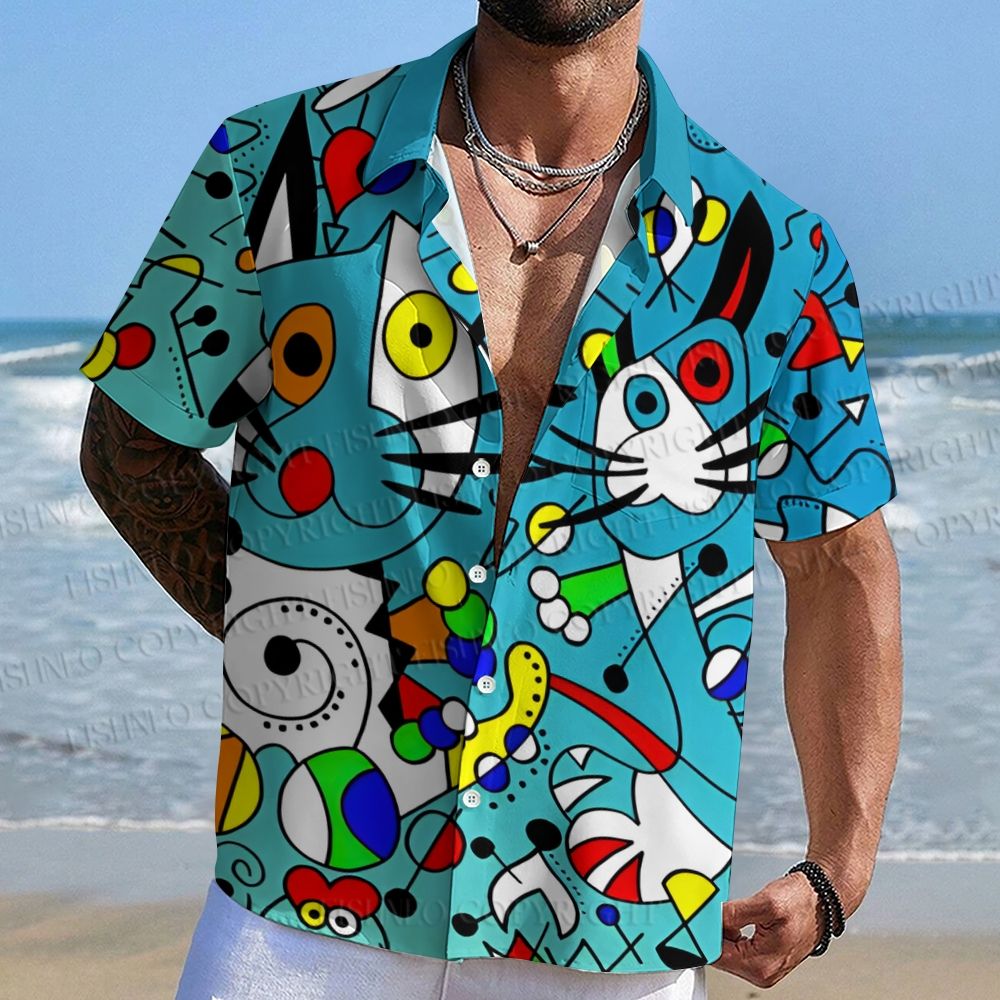 Joan Miro Funny Cats Graffiti Hawaiian Shirt