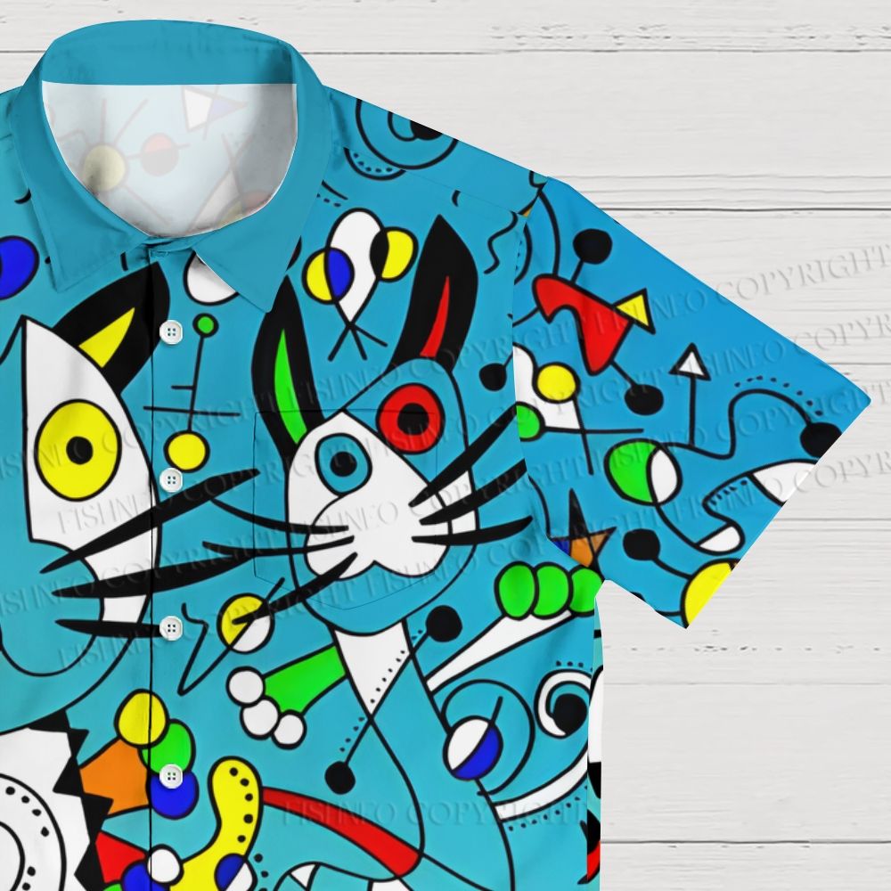 Joan Miro Funny Cats Graffiti Hawaiian Shirt