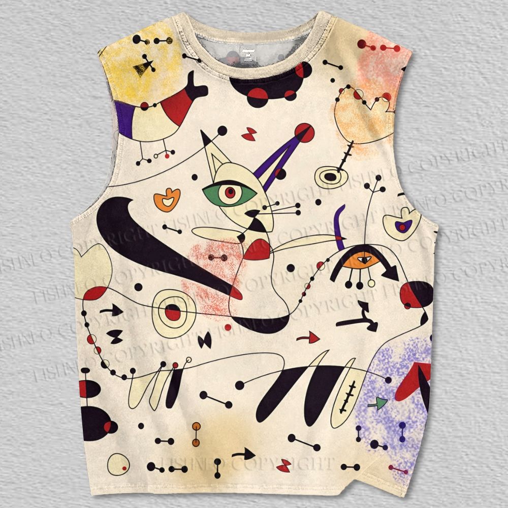 Unisex Joan Miro Graffiti Printed Tank Top