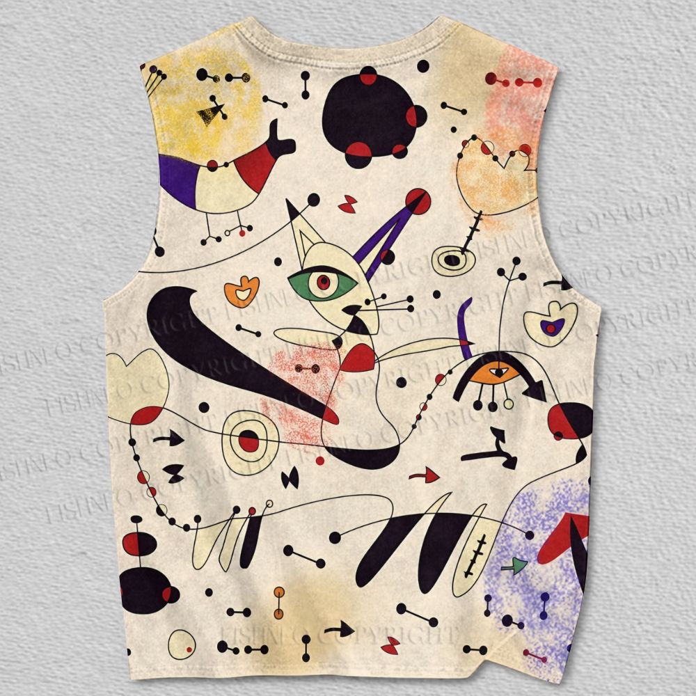Unisex Joan Miro Graffiti Printed Tank Top