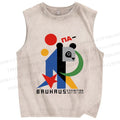 Unisex Bauhaus Panda Printed Washed Tank Top
