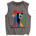 Unisex Bauhaus Panda Printed Washed Tank Top