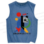Unisex Bauhaus Panda Printed Washed Tank Top