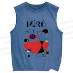 Unisex Joan Miro Eye Graffiti Printed Washed Tank Top