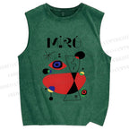 Unisex Joan Miro Eye Graffiti Printed Washed Tank Top