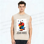 Unisex Joan Miro Cat Design Printed Washed Tank Top