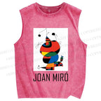 Unisex Joan Miro Cat Design Printed Washed Tank Top