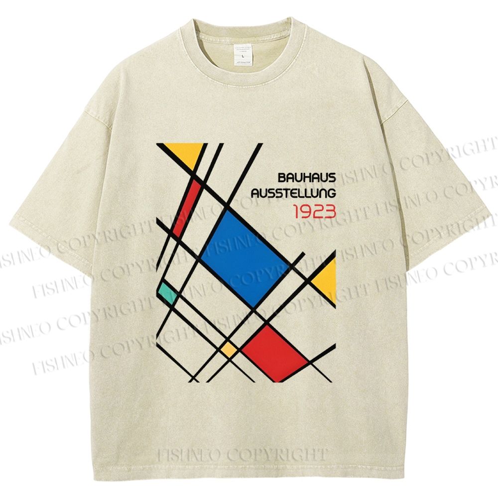 Unisex Bauhaus Lattice Printed Washed Tee